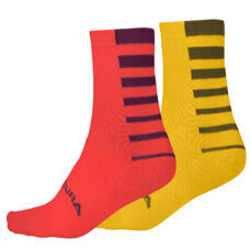 Endura, Coolmax® Stripe Socken (Doppelpack): Granatapfel - L-XL