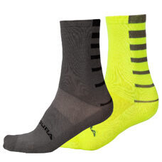 Endura, Coolmax® Stripe Socken (Doppelpack): Neon-Gelb - L-XL